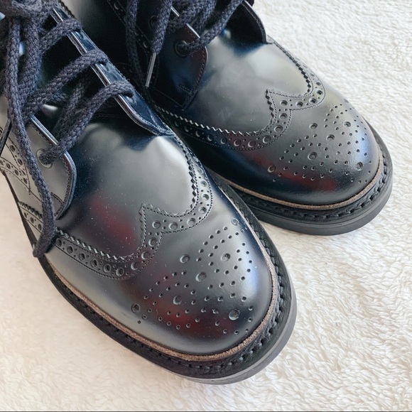 NIB Authentic Prada Leather Wingtip Combat Boots - Picture 3 of 10